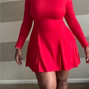 Elegant Red Long Sleeve Dress
